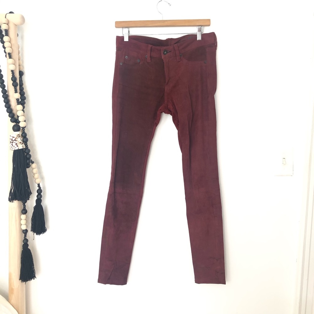 Rag & bone 100 % wine colored lamb suede pants